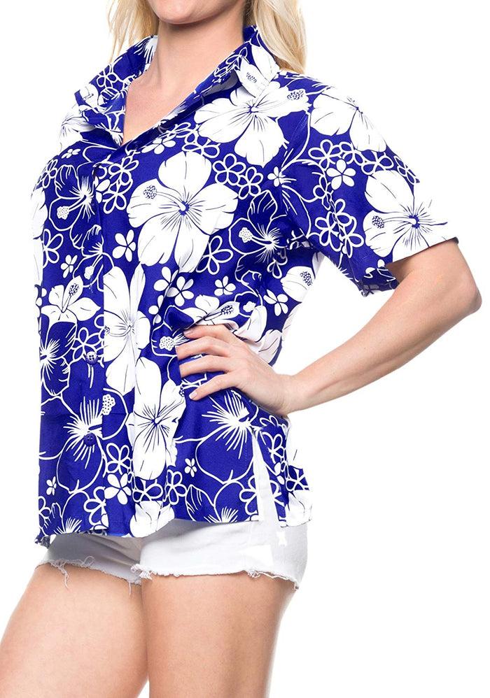La Leela LA LEELA Women's Summer TOP Beach Short Sleeve Camp Casual Blouse BEACHVIEW