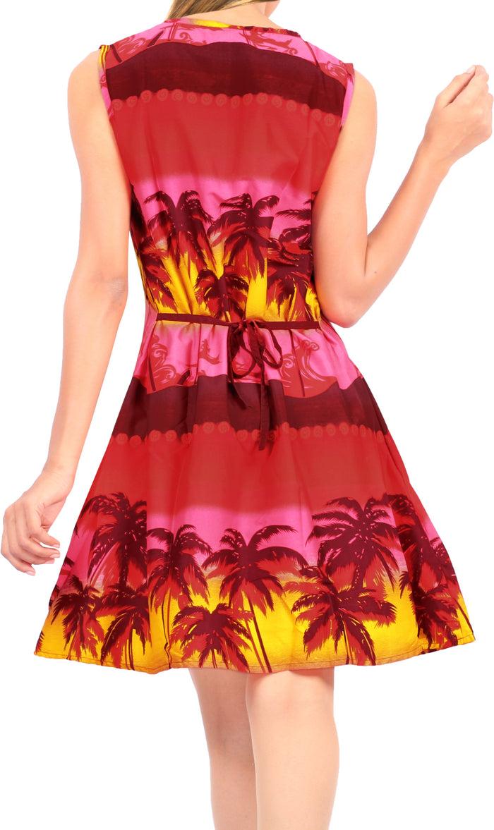 La Leela LA LEELA Women's Swim Beach Dress Kaftan Cover Ups Swimwear US 4 [S] Red_U148