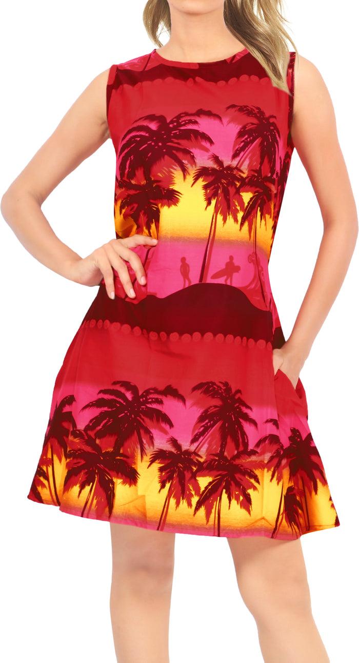 la leela LA LEELA Women's Swim Beach Dress Kaftan Cover Ups Swimwear US 4 [S] Red_U148