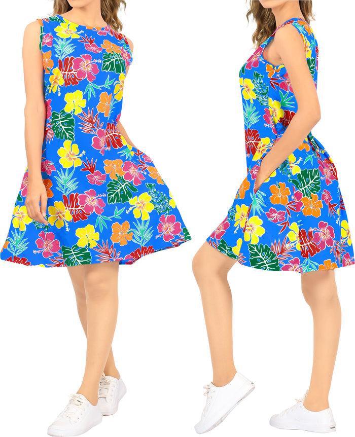 La Leela LA LEELA Women's Swimsuit Bikini Beach Tops Cover Ups Caftan US 4 [S ] Blue_V562