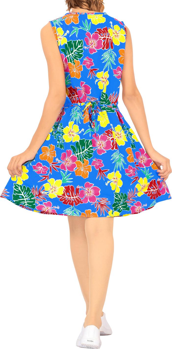 La Leela LA LEELA Women's Swimsuit Bikini Beach Tops Cover Ups Caftan US 4 [S ] Blue_V562