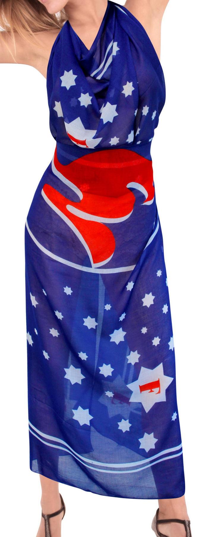 La Leela LA LEELA Women's Swimsuit Sarong Swimwear Cover-Up Wrap Skirt One Size Blue_E592