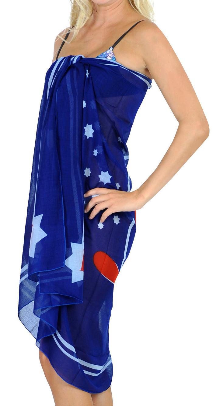 La Leela LA LEELA Women's Swimsuit Sarong Swimwear Cover-Up Wrap Skirt One Size Blue_E592