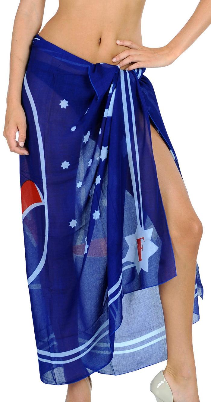 la leela LA LEELA Women's Swimsuit Sarong Swimwear Cover-Up Wrap Skirt One Size Blue_E592