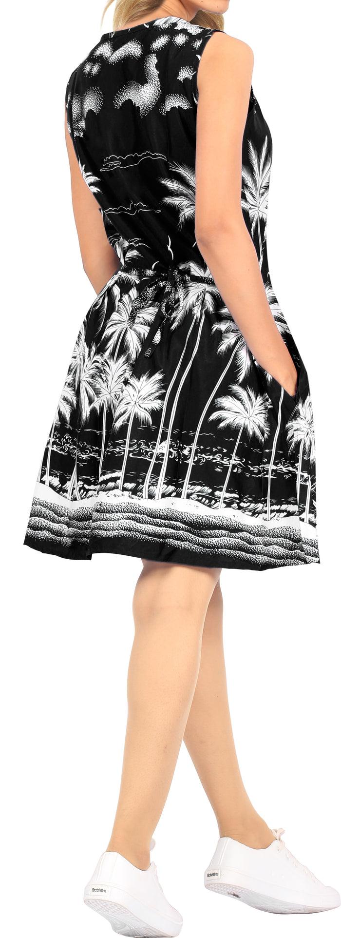 La Leela LA LEELA Women's Swimwear Beach Bikini Cover Ups Swimsuit US 4 [S] Black_V577