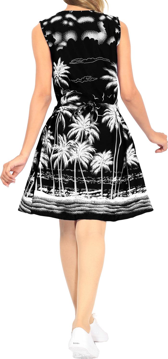 La Leela LA LEELA Women's Swimwear Beach Bikini Cover Ups Swimsuit US 4 [S] Black_V577