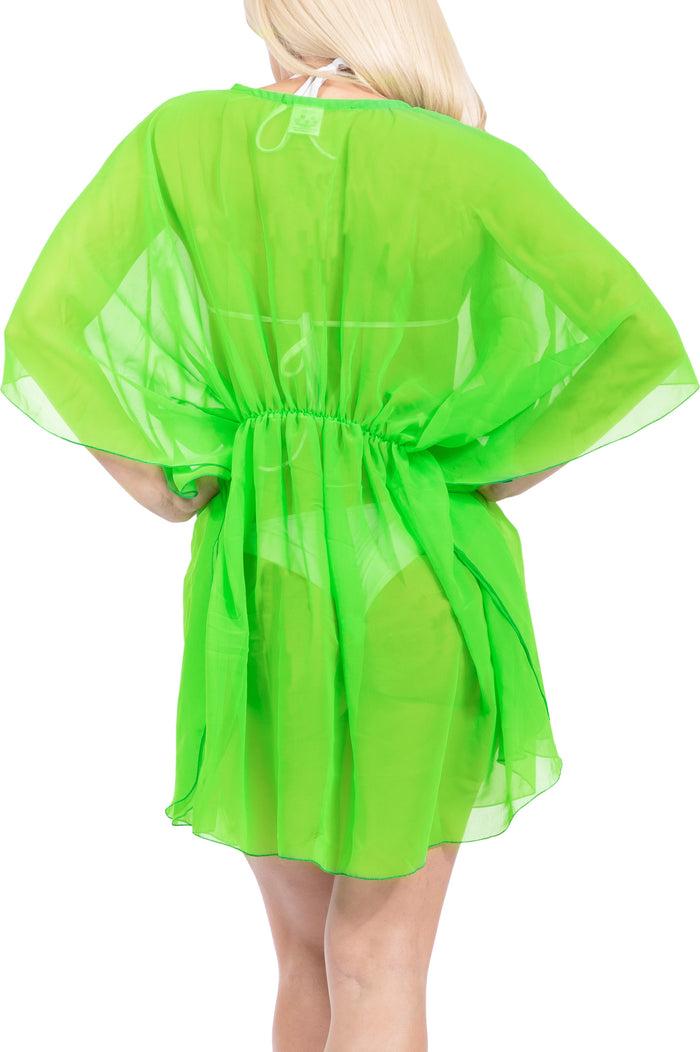 La Leela LA LEELA Women's Swimwear Cover Up Plus Size Solid OSFM 4-14 [S-L] Green_X958