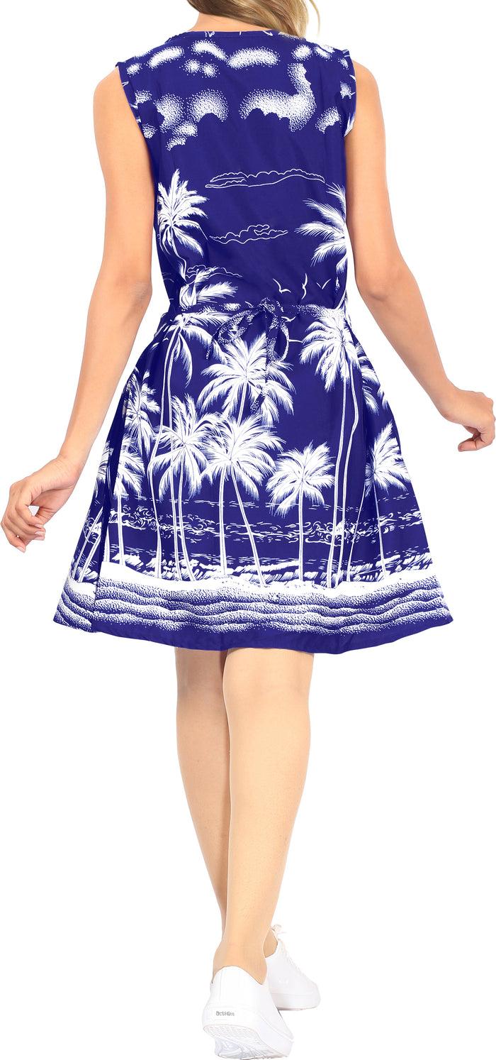 La Leela LA LEELA Women's Swimwear Cover-Ups Beach Suit Kaftan Dress US 10 [M] Blue_V583