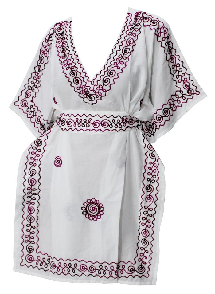 la leela LA LEELA Women's V Neck Butterfly Sleeves Tunic Maternity Dress US 10-14 White_T324