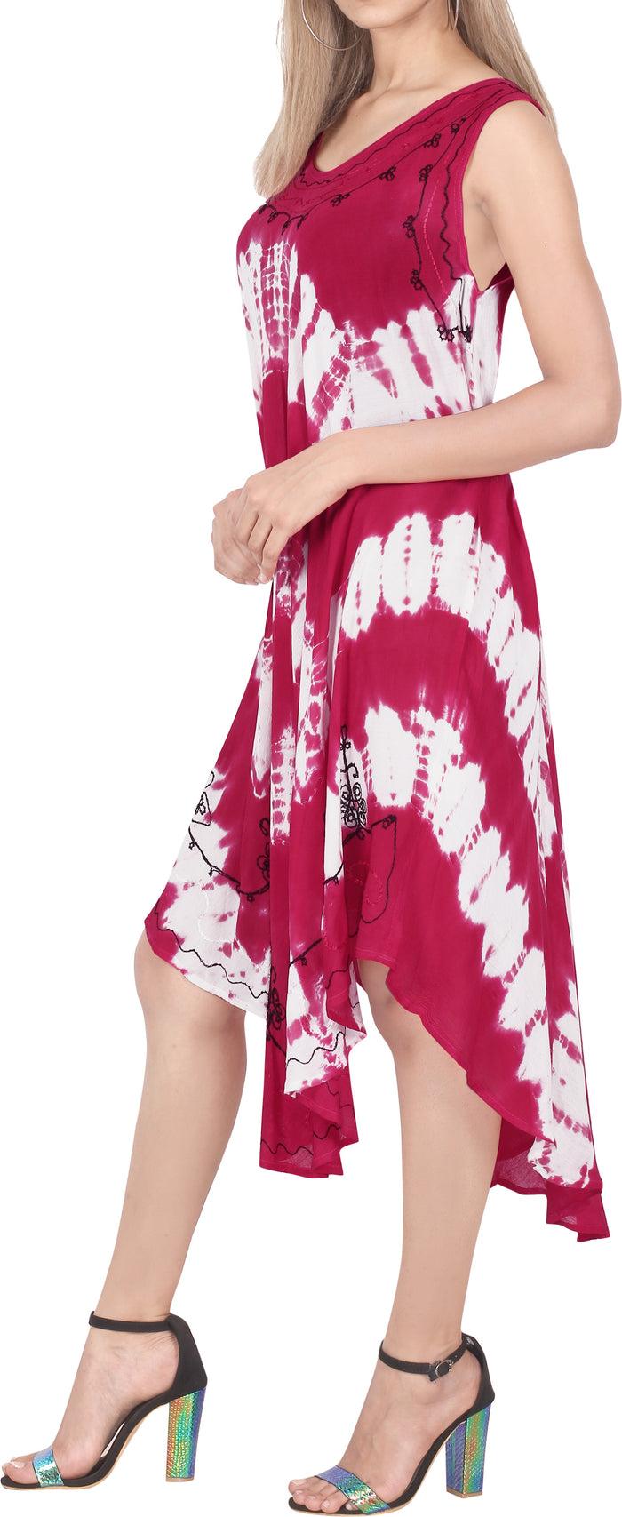 La Leela LA LEELA Women Summer Loose Beach Swing Dress For Teen Girls US 14-20W Pink_Q710