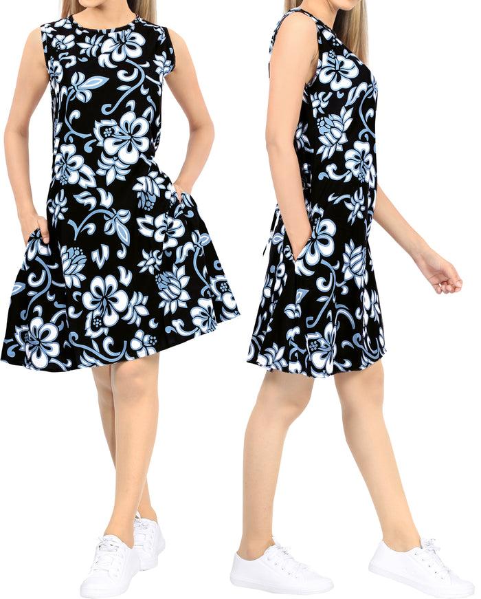 La Leela LA LEELA Women Swim Beach Dress Kaftan Cover Ups Swimwear US 4 [S] Black_T728