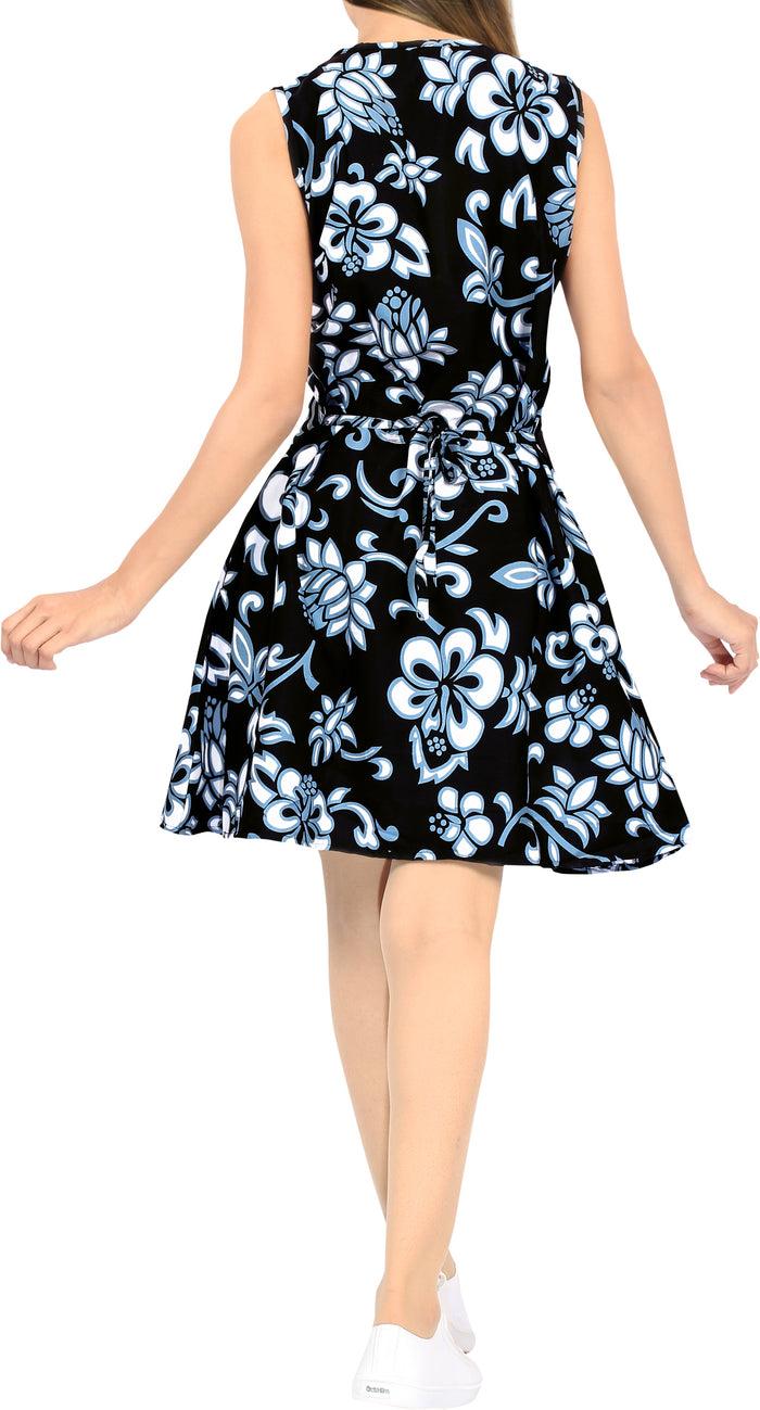 La Leela LA LEELA Women Swim Beach Dress Kaftan Cover Ups Swimwear US 4 [S] Black_T728