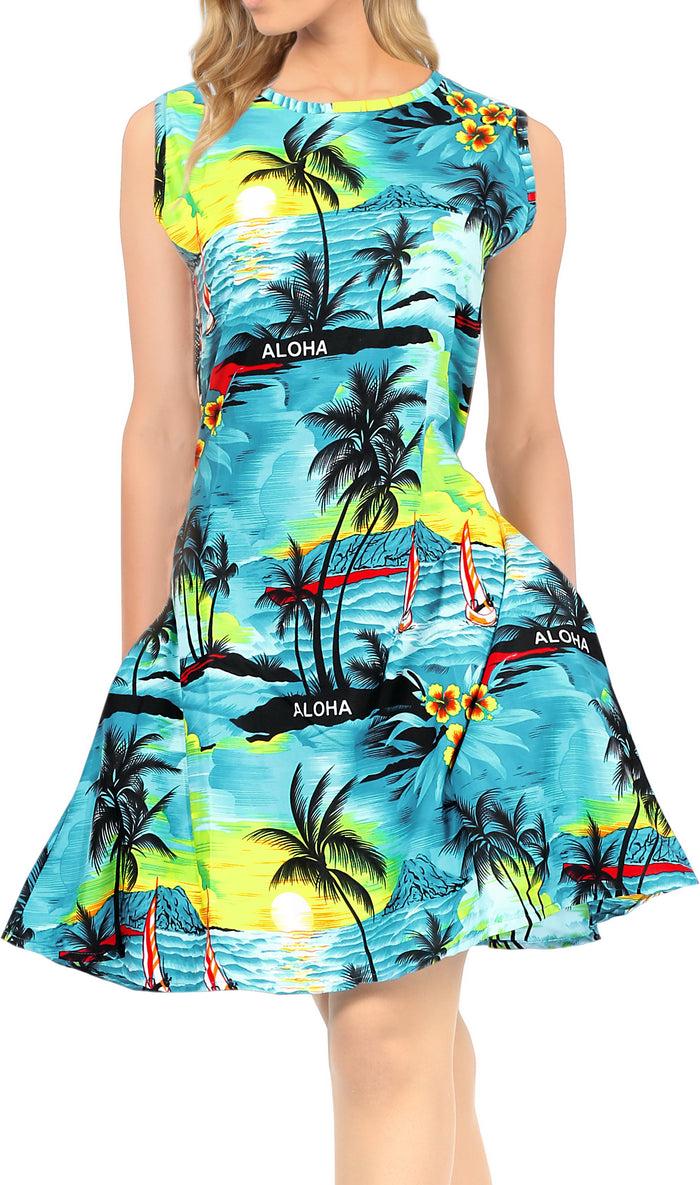 la leela LA LEELA Women Swimwear Bathing Suit Cover Up for Swimsuit US 4 [S] Blue_T794