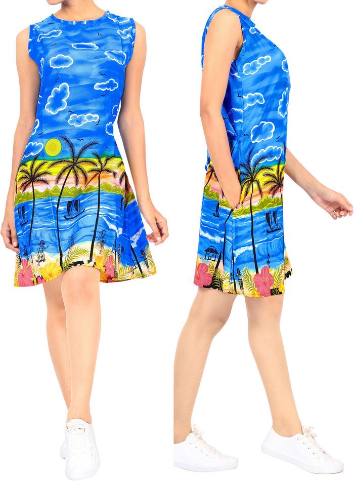 La Leela LA LEELA Women Swimwear Bathing Suit Cover Ups Swimsuit Tops US 4 [S] Blue_V250