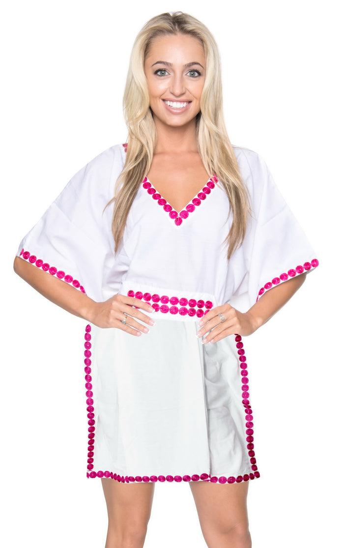 la leela LA LEELA Women T Dresses V Neck Kimono Sleeve Beach Tank Dress for Summer US 10-14 White_T306 la leela LA LEELA Women T Dresses V Neck Kimono Sleeve Beach Tank Dress for Summer US 10-14 White_T306