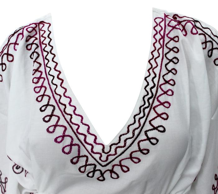 La Leela LA LEELA Women V Neck Maternity Dress Butterfly Short Sleeves Tunic Dresses US 10-14 White_T325