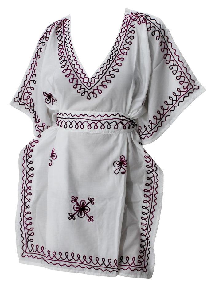 la leela LA LEELA Women V Neck Maternity Dress Butterfly Short Sleeves Tunic Dresses US 10-14 White_T325