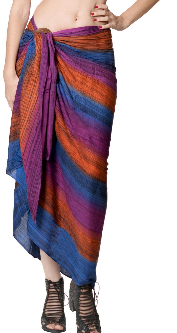 La Leela LA LEELA Women Wrap Bathing Suit Sarong Bikini Cover Up Tie Dye 78"X43" Purple_4487
