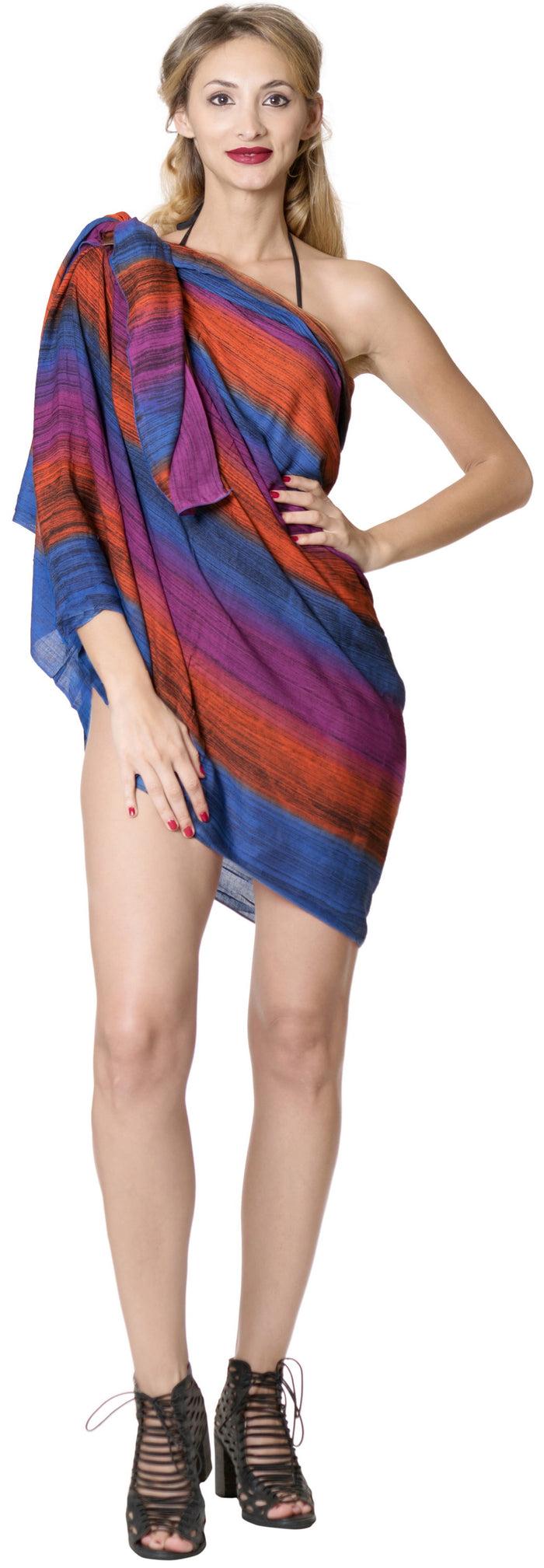 La Leela LA LEELA Women Wrap Bathing Suit Sarong Bikini Cover Up Tie Dye 78"X43" Purple_4487