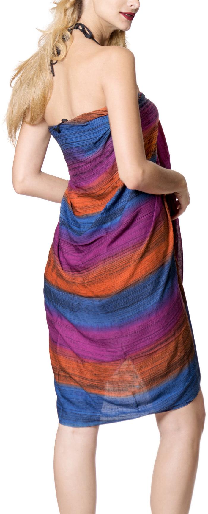 La Leela LA LEELA Women Wrap Bathing Suit Sarong Bikini Cover Up Tie Dye 78"X43" Purple_4487
