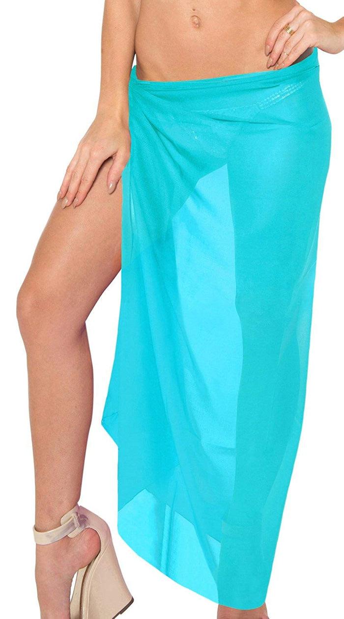 La Leela LA LEELA Womens Beach Cover Up Sarong Swimsuit Cover-Up Solid Pareo Sheer Chiffon