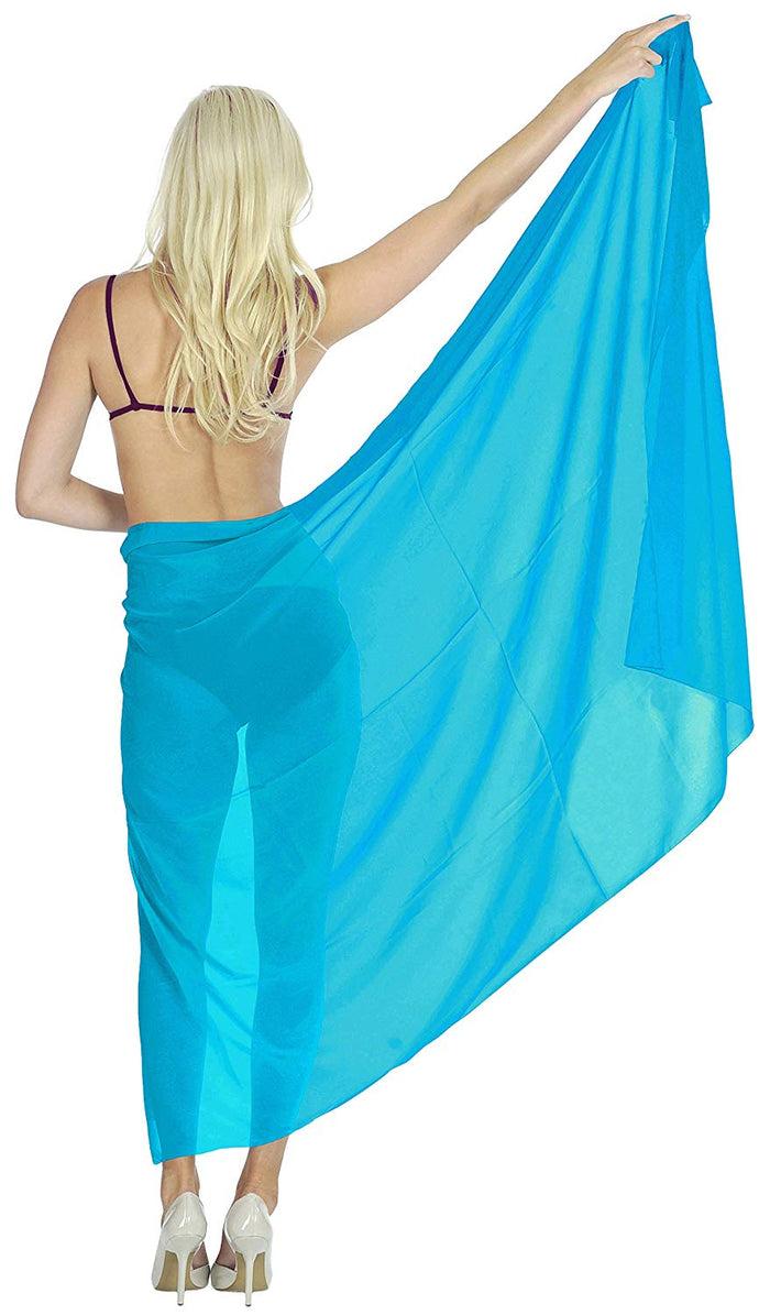 La Leela LA LEELA Womens Beach Cover Up Sarong Swimsuit Cover-Up Solid Pareo Sheer Chiffon