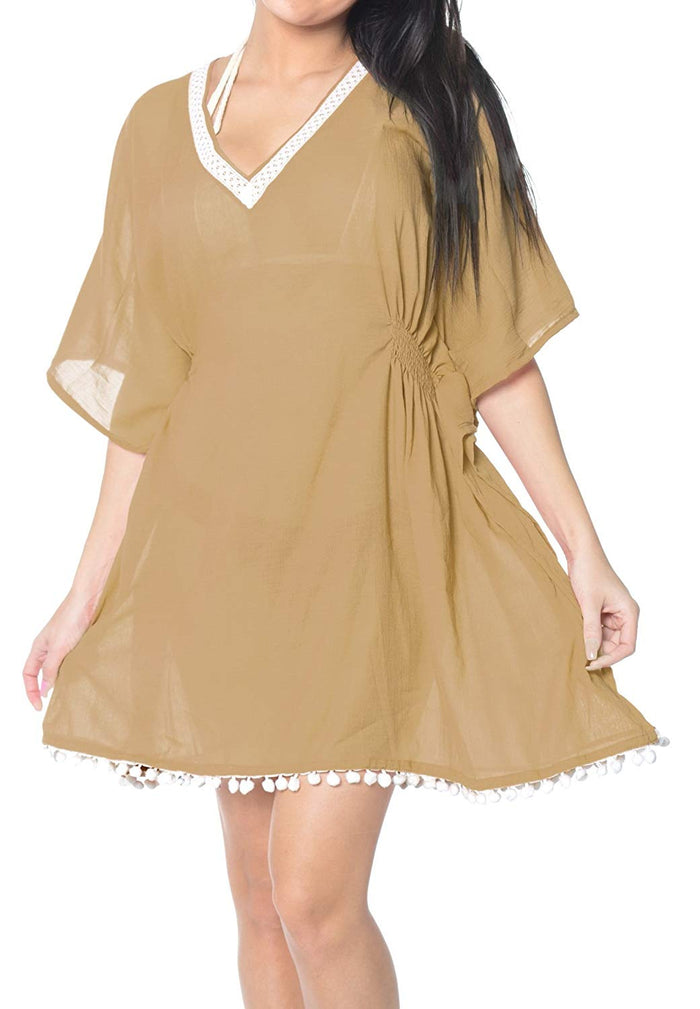 La Leela LA LEELA Womens Beach Party Casual Smoked Swing Stretchy Tube Sun Dress Printed