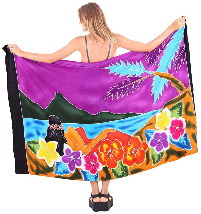 La Leela LA LEELA Womens Beach Swimsuit Cover Up Sarong Swimwear Cover-Up Wrap Skirt Plus Size Large Maxi FK