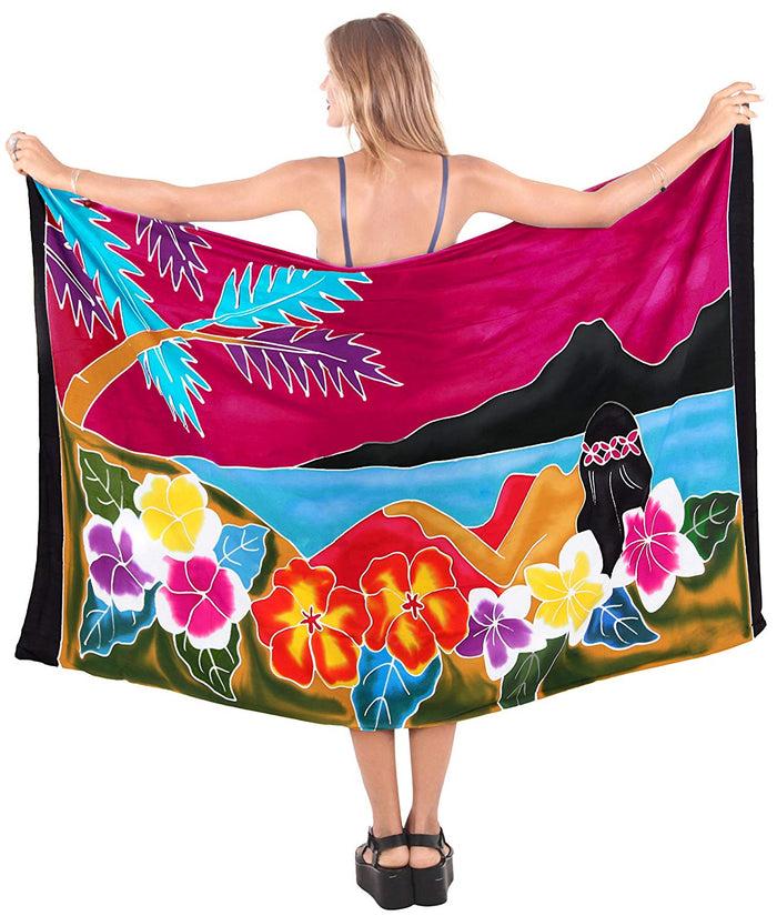 La Leela LA LEELA Womens Beach Swimsuit Cover Up Sarong Swimwear Cover-Up Wrap Skirt Plus Size Large Maxi FK