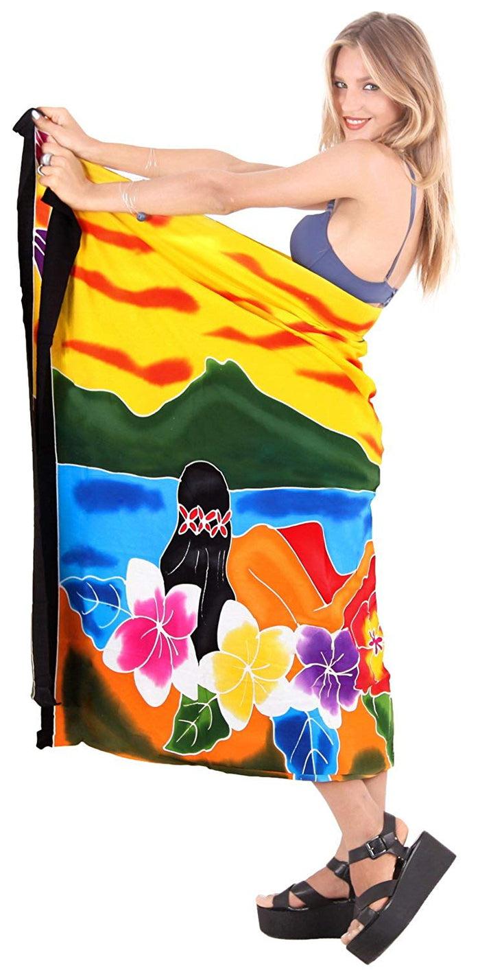 La Leela LA LEELA Womens Beach Swimsuit Cover Up Sarong Swimwear Cover-Up Wrap Skirt Plus Size Large Maxi FK