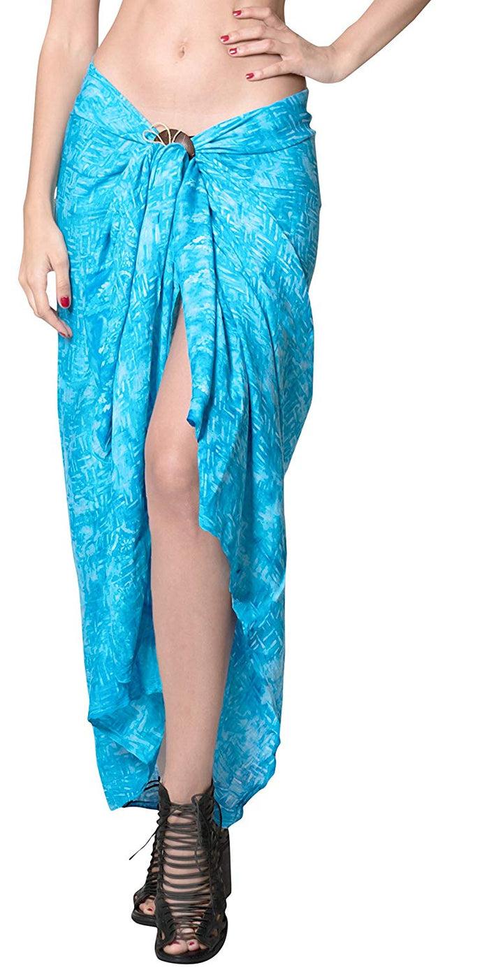 La Leela LA LEELA Womens Beach Swimsuit Cover Up Sarong Swimwear Cover-Up Wrap Skirt Plus Size Large Maxi FO