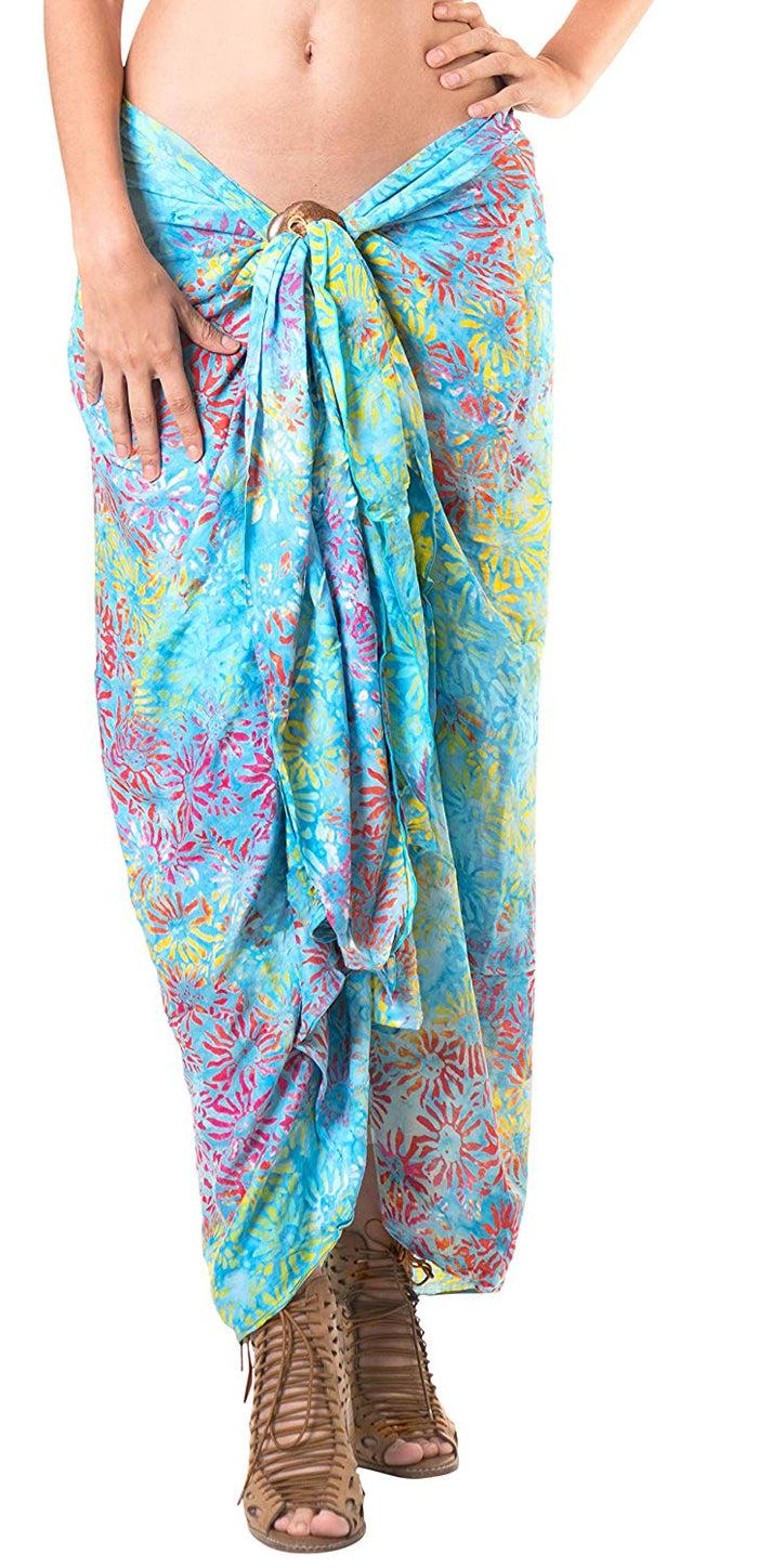 La Leela LA LEELA Womens Beach Swimsuit Cover Up Sarong Swimwear Cover-Up Wrap Skirt Plus Size Large Maxi FO