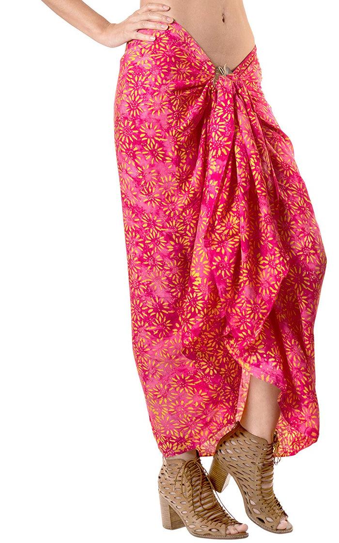 La Leela LA LEELA Womens Beach Swimsuit Cover Up Sarong Swimwear Cover-Up Wrap Skirt Plus Size Large Maxi FO