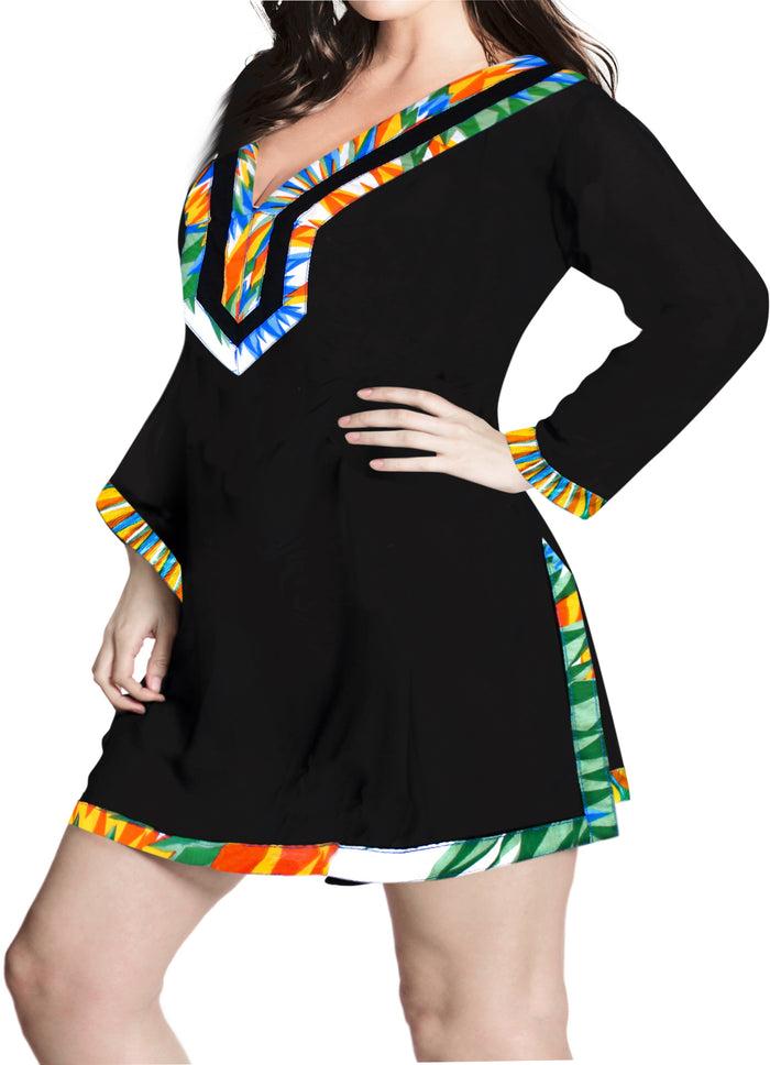 La Leela La Leela Womens Long Sleeve Casual Plus Size Swimwear Swimsuit Bikini Cover Up