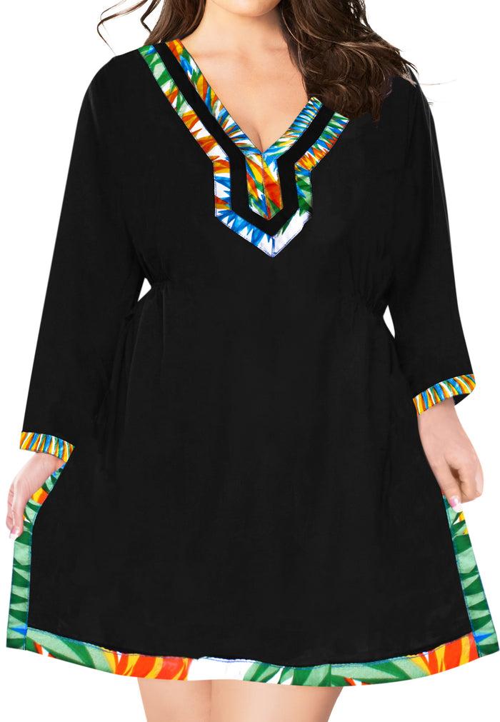 La Leela La Leela Womens Long Sleeve Casual Plus Size Swimwear Swimsuit Bikini Cover Up