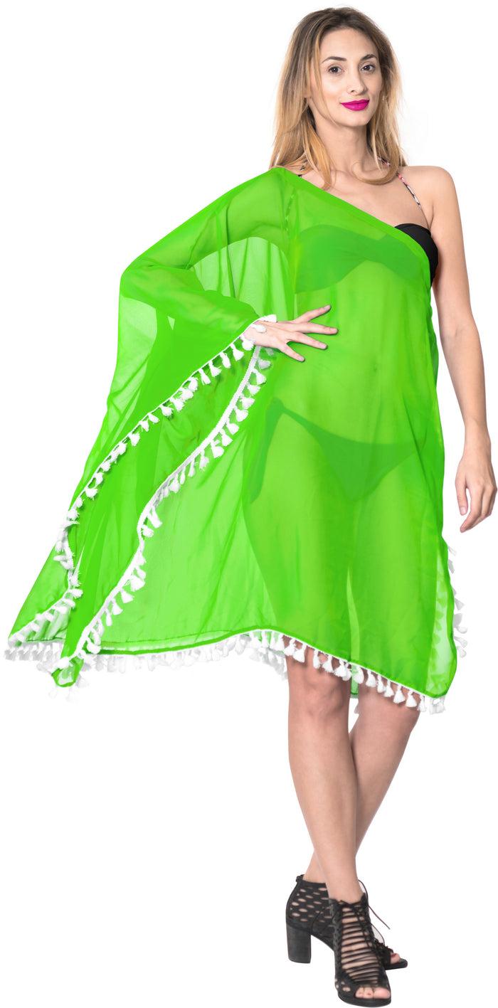 La Leela La Leela Womens Off Shoulder Beachwear Bikini Swimwear Sheer Cover Up Kimono Gre