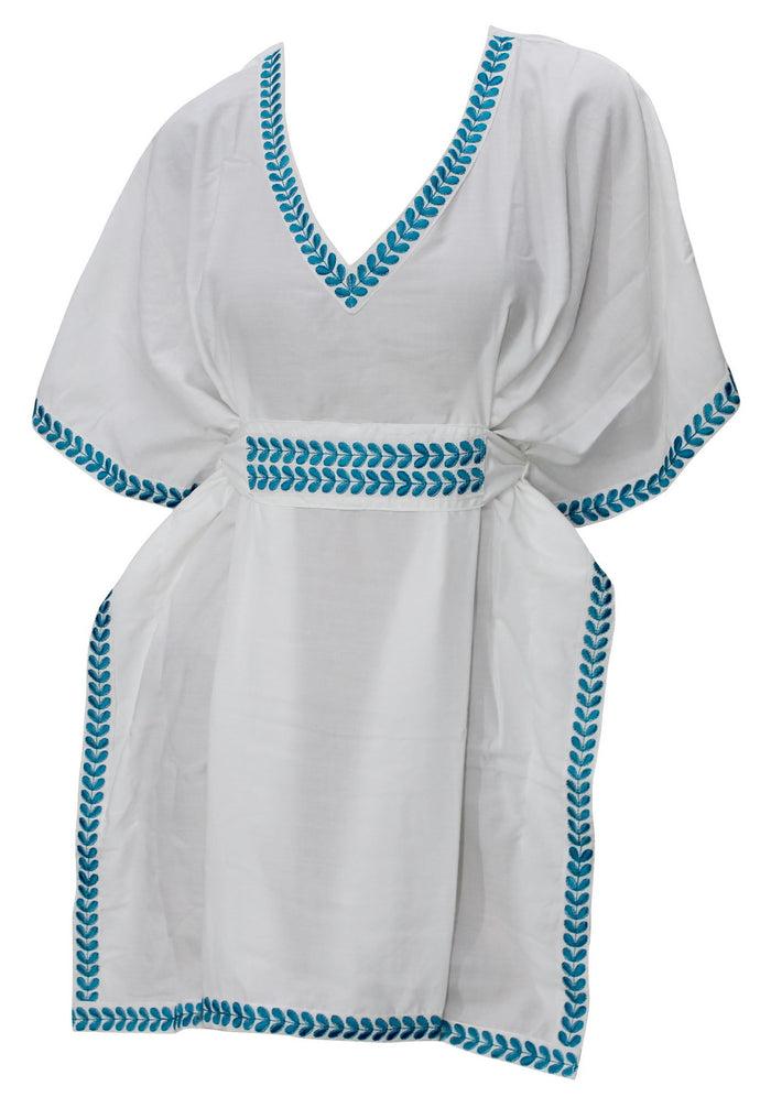 la leela LA LEELA Womens Short Sleeve Summer Dresses V Neck Swing Tunic Dress US 10-14 White_T315