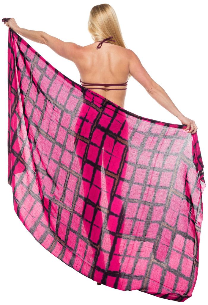 La Leela LA LEELA Womens Wrap Beach Swimwear Sarong Bikini Cover Up Tie Dye 78"X43" Red_4502