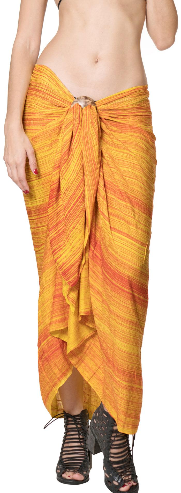 la leela LA LEELA Wrap Bathing Suit Women Sarong Bikini Cover up Tie Dye 78"X43" Orange_6818