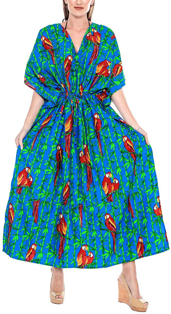 La Leela Long Caftan Beachwear Womens Swimsuit Gown Bathing Suit Dress Kimono Cover Up