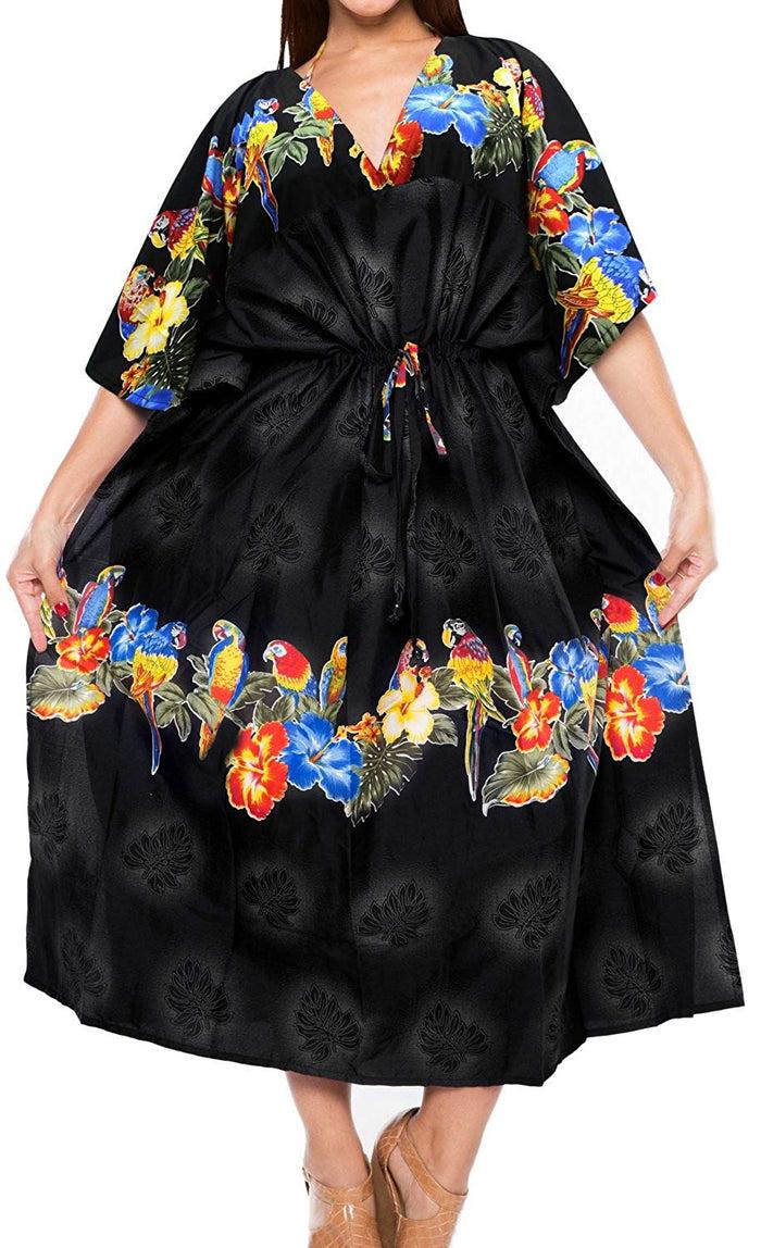 La Leela Long Caftan Beachwear Womens Swimsuit Gown Bathing Suit Dress Kimono Cover Up