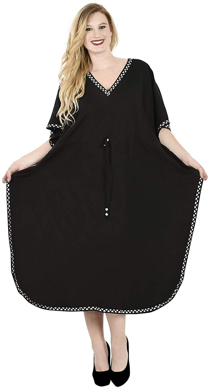 La Leela Long Kimono Loose Beach Swimwear Swimsuit Bikini Cover Up Caftan Maxi Dress L-5X