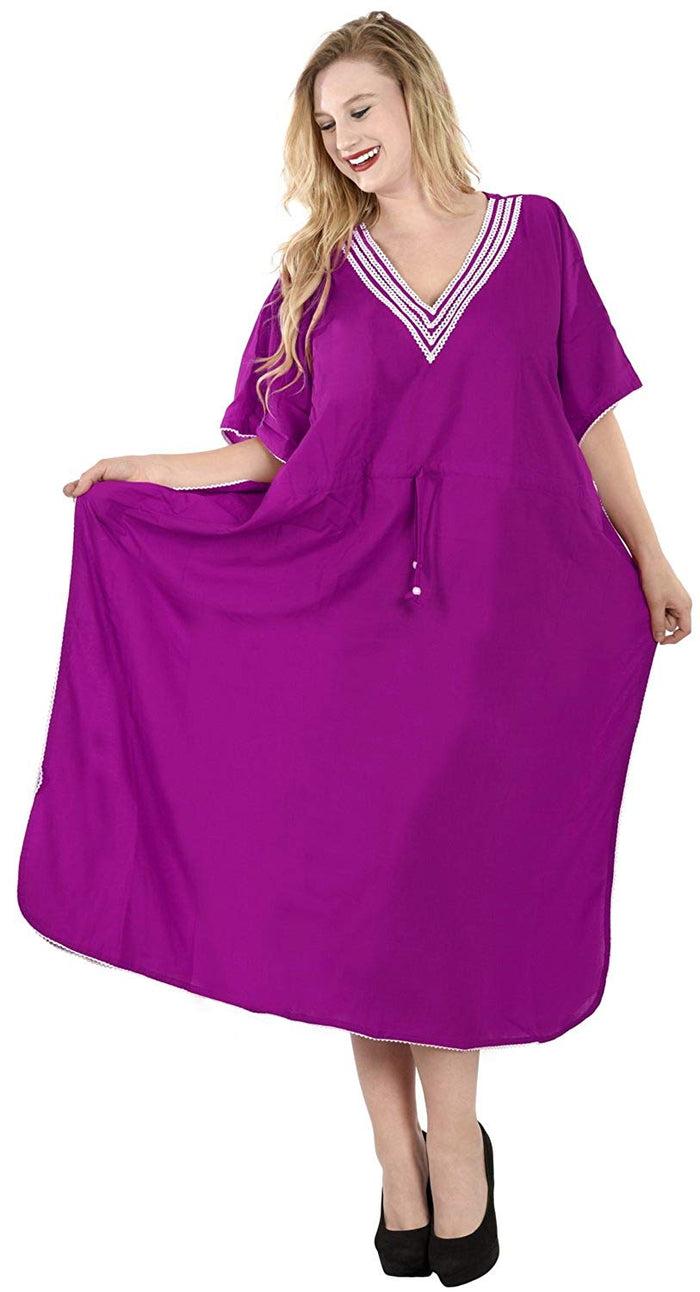 La Leela Long Kimono Loose Beach Swimwear Swimsuit Bikini Cover Up Caftan Maxi Dress L-5X