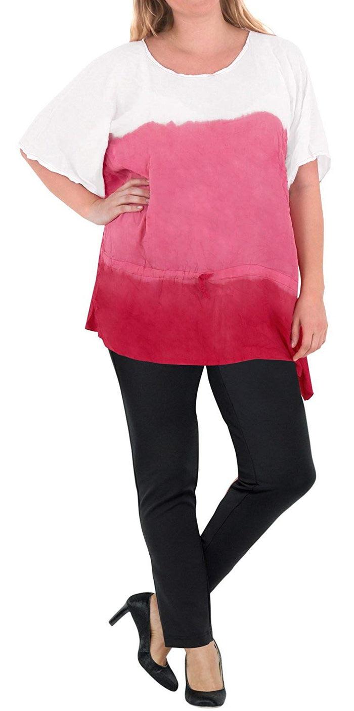 La Leela Loose Fit Plus Kimono Loose Beachwear Casual Women's Casual Top Pink 14 - 18