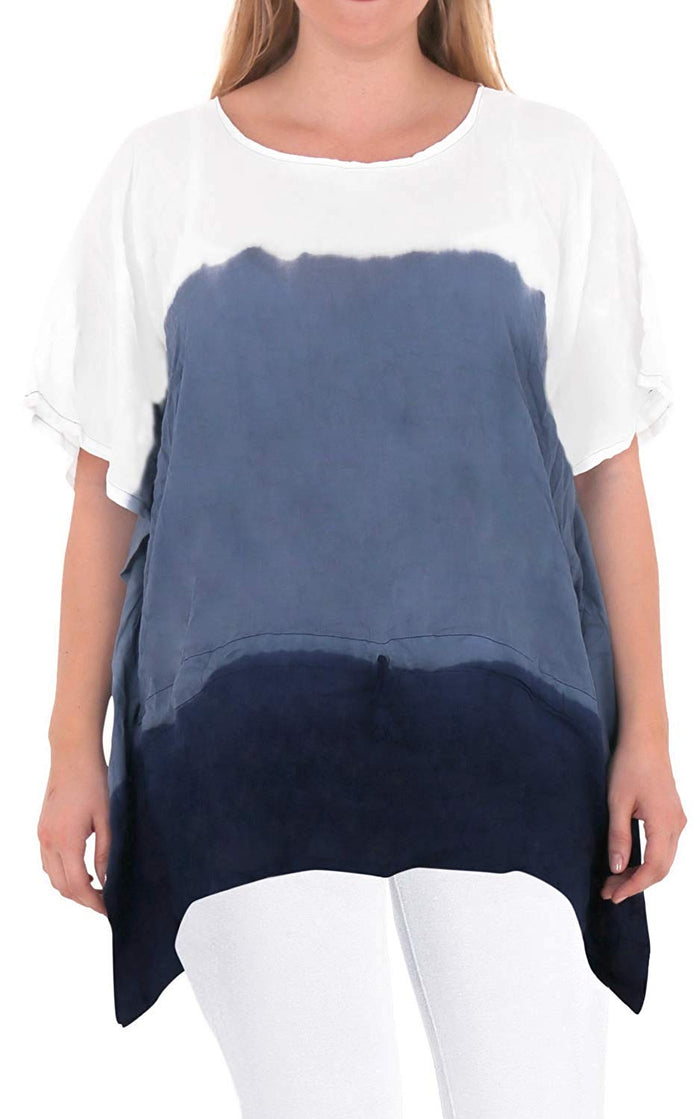 la leela Loose Fit Plus Kimono Loose Beachwear Casual Women's Casual Top Blue 14 - 18