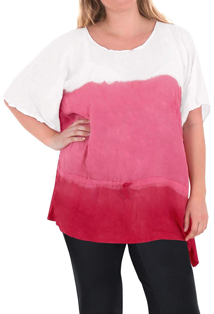 la leela Loose Fit Plus Kimono Loose Beachwear Casual Women's Casual Top Pink 14 - 18