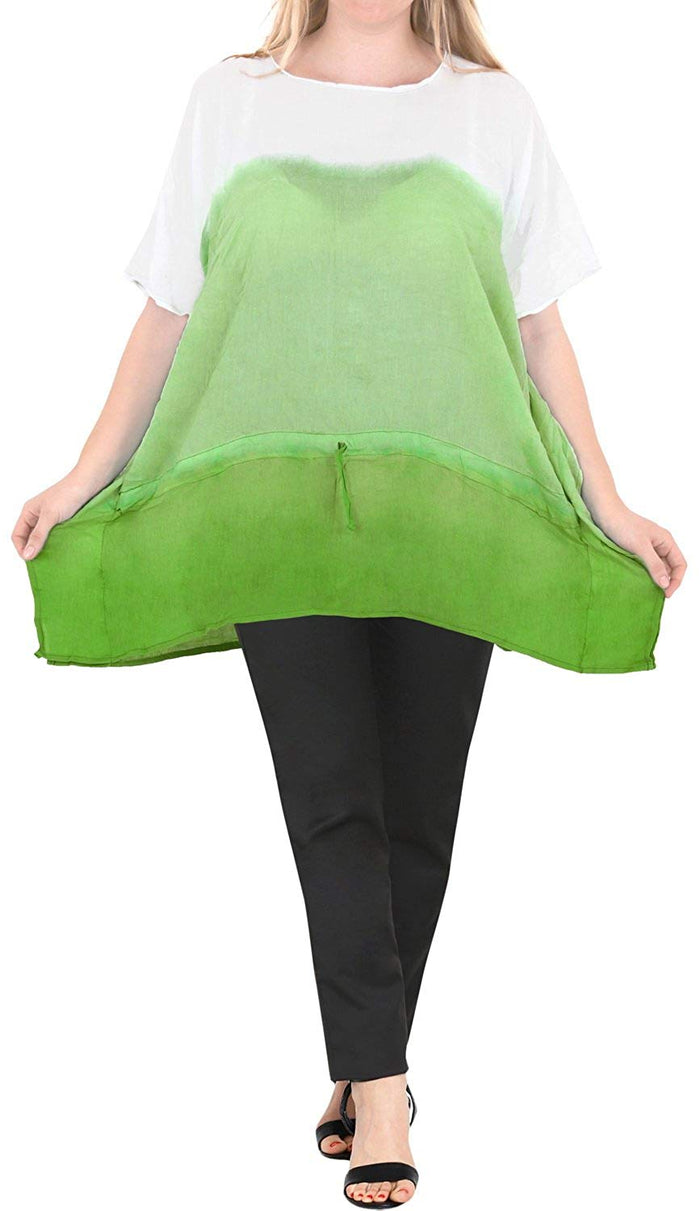 La Leela Loose Fit Plus Size Loose Beachwear Casual Blouse Women's Top Green 14 - 18