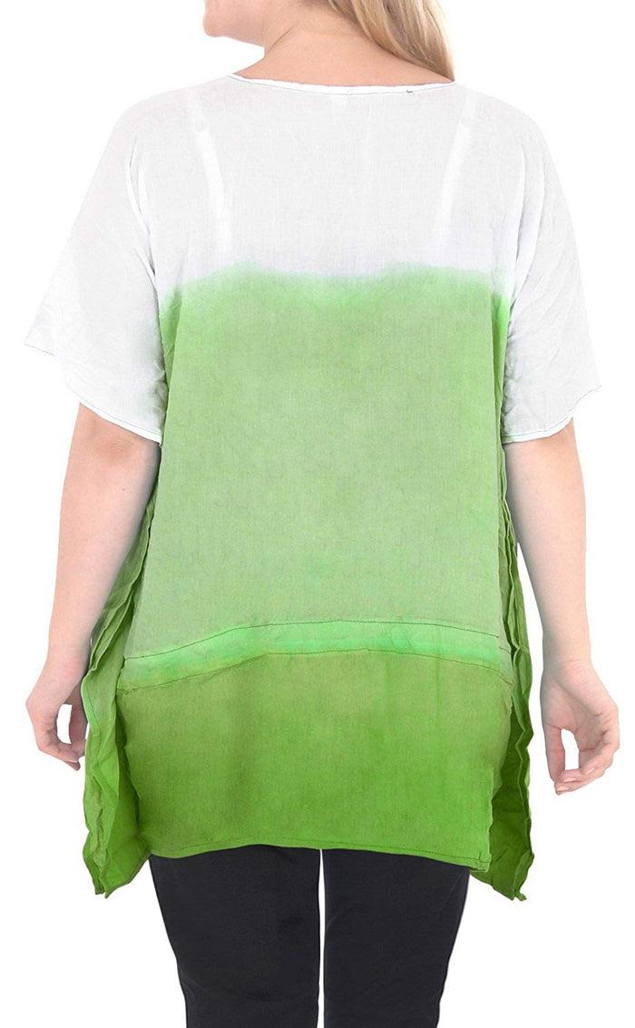 La Leela Loose Fit Plus Size Loose Beachwear Casual Blouse Women's Top Green 14 - 18