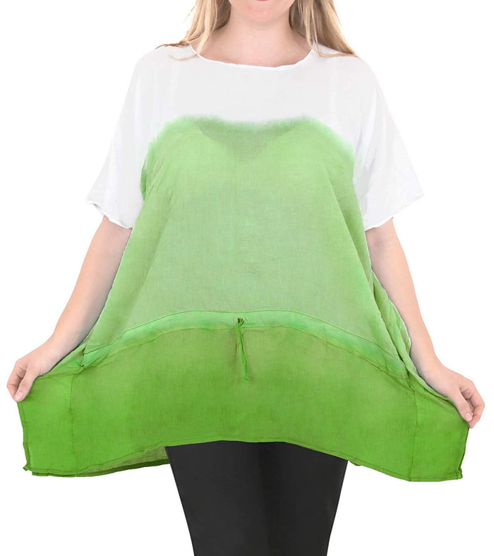 la leela Loose Fit Plus Size Loose Beachwear Casual Blouse Women's Top Green 14 - 18