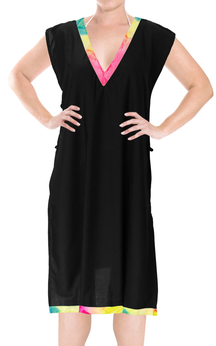 La Leela One Size Swimwear Swimsuit Beach Women's Cover Up Kimono Blouse Tie Dye TOP Biki